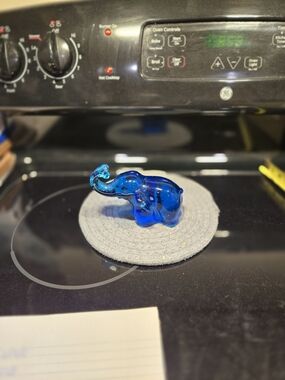 Blue Glass Elephant Figurine - Decorative Home Accent